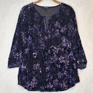 Roz Ali Blouse Womens XL Purple Velvet Burnout Whimsigoth Fairy Grunge Goth